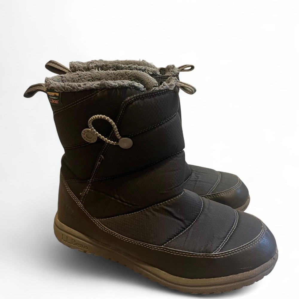 Black L.L.Bean waterproof boots with fleece lining and rubber sole Snow Boot